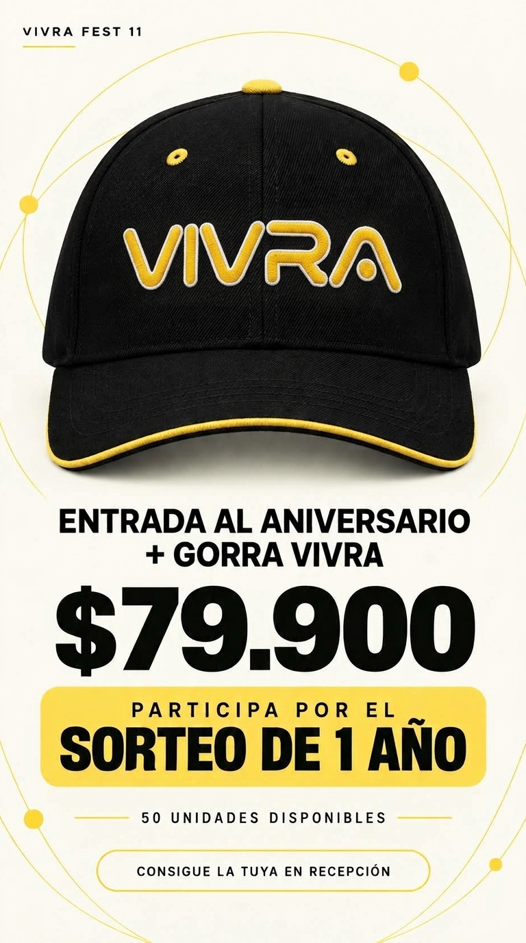 Gorra Oficial VIVRA negra con logo amarillo bordado